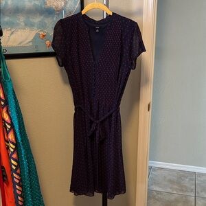 MSK Navy Dress with Red Dots